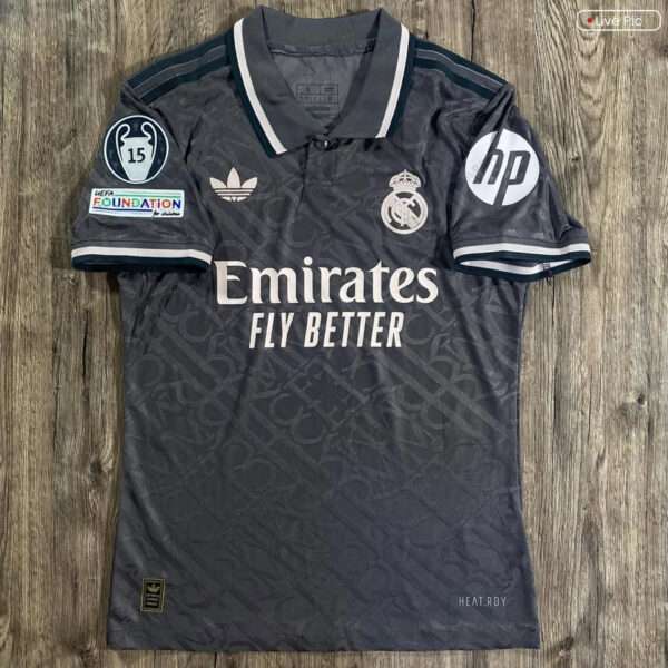 Real Madrid Third Jersey 2024/25 – Player Version with UCL Badges + HP